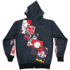 画像2: 受注生産 日本製 花札 ジップフード ジップパーカー 大きいサイズ4L ギャンブルデザイン