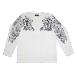 画像: 騎龍雷神 和柄 長袖Ｔシャツ 刺青デザインの紅雀（名入れ刺繍可）通販 和柄服